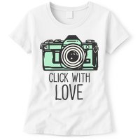 Click With Love With Camera Womens T-Shirt