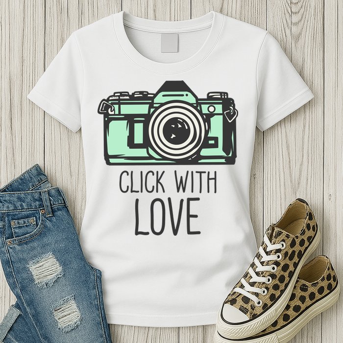 Click With Love With Camera Womens T-Shirt