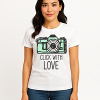 Click With Love With Camera Womens T-Shirt