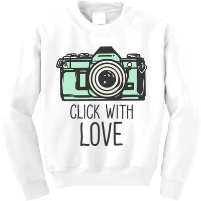 Click With Love With Camera Kids Sweatshirt