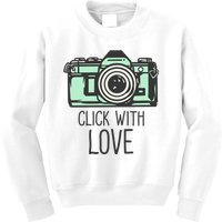 Click With Love With Camera Kids Sweatshirt