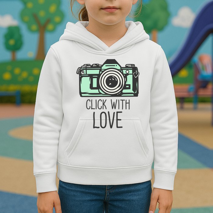 Click With Love With Camera Kids Hoodie