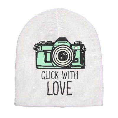 Click With Love With Camera Short Acrylic Beanie