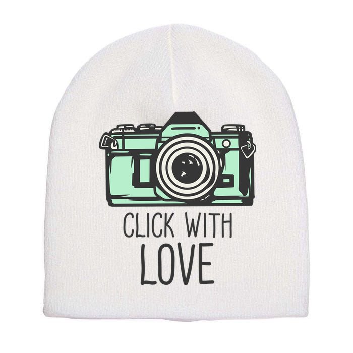 Click With Love With Camera Short Acrylic Beanie