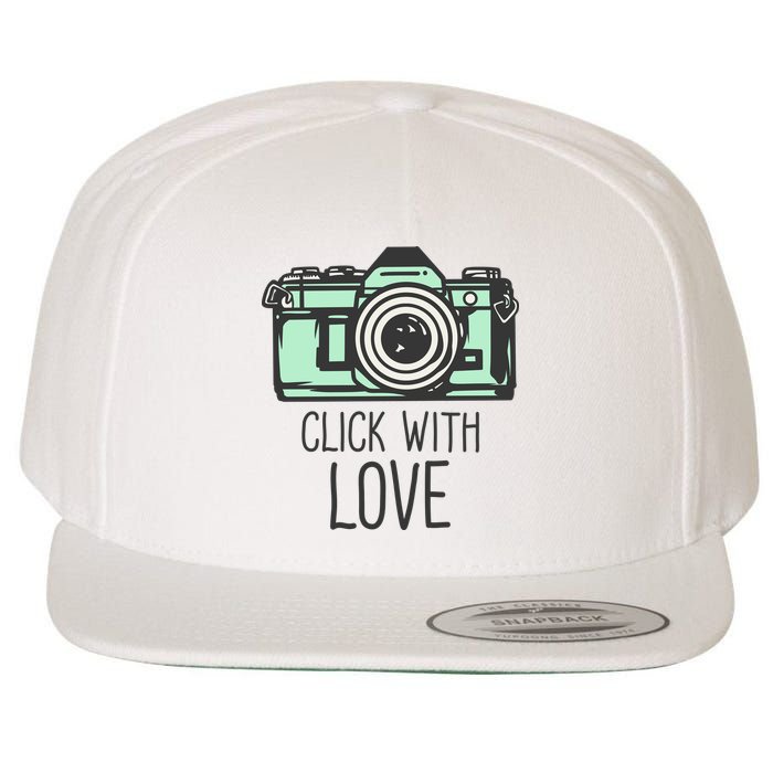 Click With Love With Camera Wool Snapback Cap