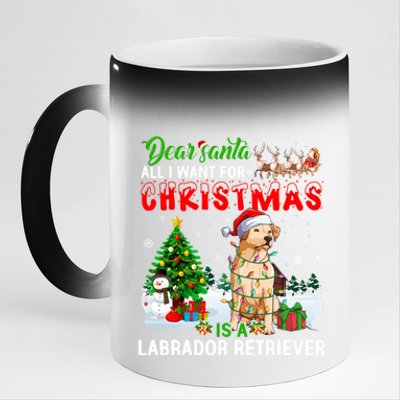 Christmas With Labrador Retriever Santa Family Xmas Pajama Cool Gift 11oz Black Color Changing Mug