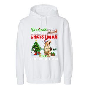 Christmas With Labrador Retriever Santa Family Xmas Pajama Cool Gift Garment-Dyed Fleece Hoodie