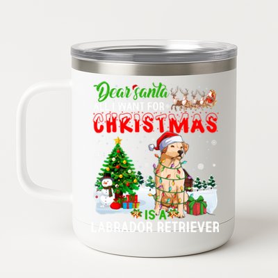 Christmas With Labrador Retriever Santa Family Xmas Pajama Cool Gift 12 oz Stainless Steel Tumbler Cup