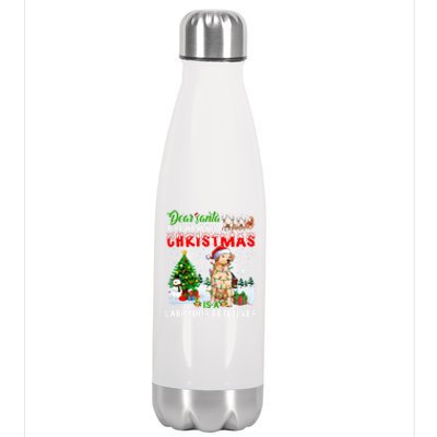 Christmas With Labrador Retriever Santa Family Xmas Pajama Cool Gift Stainless Steel Insulated Water Bottle