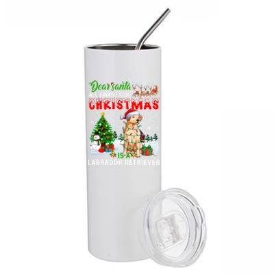 Christmas With Labrador Retriever Santa Family Xmas Pajama Cool Gift Stainless Steel Tumbler