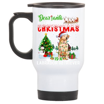 Christmas With Labrador Retriever Santa Family Xmas Pajama Cool Gift Stainless Steel Travel Mug