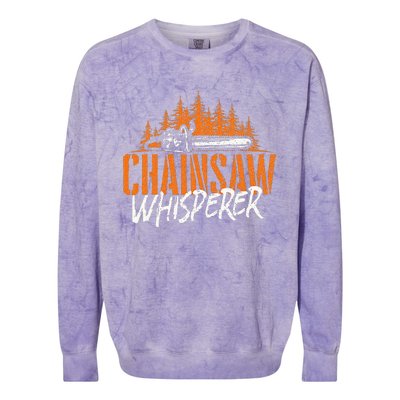 Chainsaw Whisperer Lumberjack Logger Woodworker Woodsman Colorblast Crewneck Sweatshirt