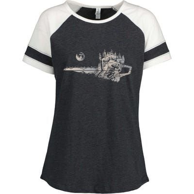 Chainsaw Woodworker Lumberjack Arborist Chainsaw Enza Ladies Jersey Colorblock Tee