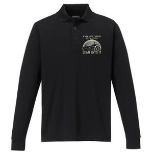 Cute When Life Throws You A Curve Lean Into It Gift Performance Long Sleeve Polo