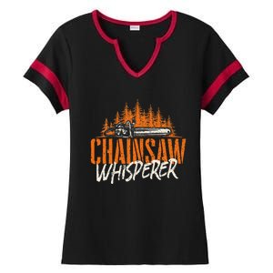 Chainsaw Whisperer Lumberjack Logger Woodworker Woodsman Ladies Halftime Notch Neck Tee