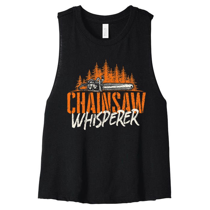 Chainsaw Whisperer Lumberjack Logger Woodworker Woodsman Women's Racerback Cropped Tank