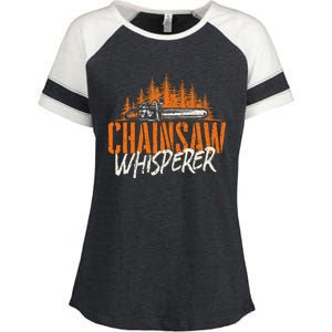 Chainsaw Whisperer Lumberjack Logger Woodworker Woodsman Enza Ladies Jersey Colorblock Tee