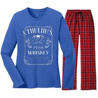 Cthulhu Whiskey Label Women's Long Sleeve Flannel Pajama Set 