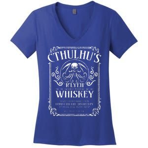 Cthulhu Whiskey Label Women's V-Neck T-Shirt