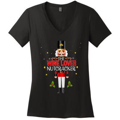 Christmas Wine Lover Nutcracker Group Matching Family Women's V-Neck T-Shirt