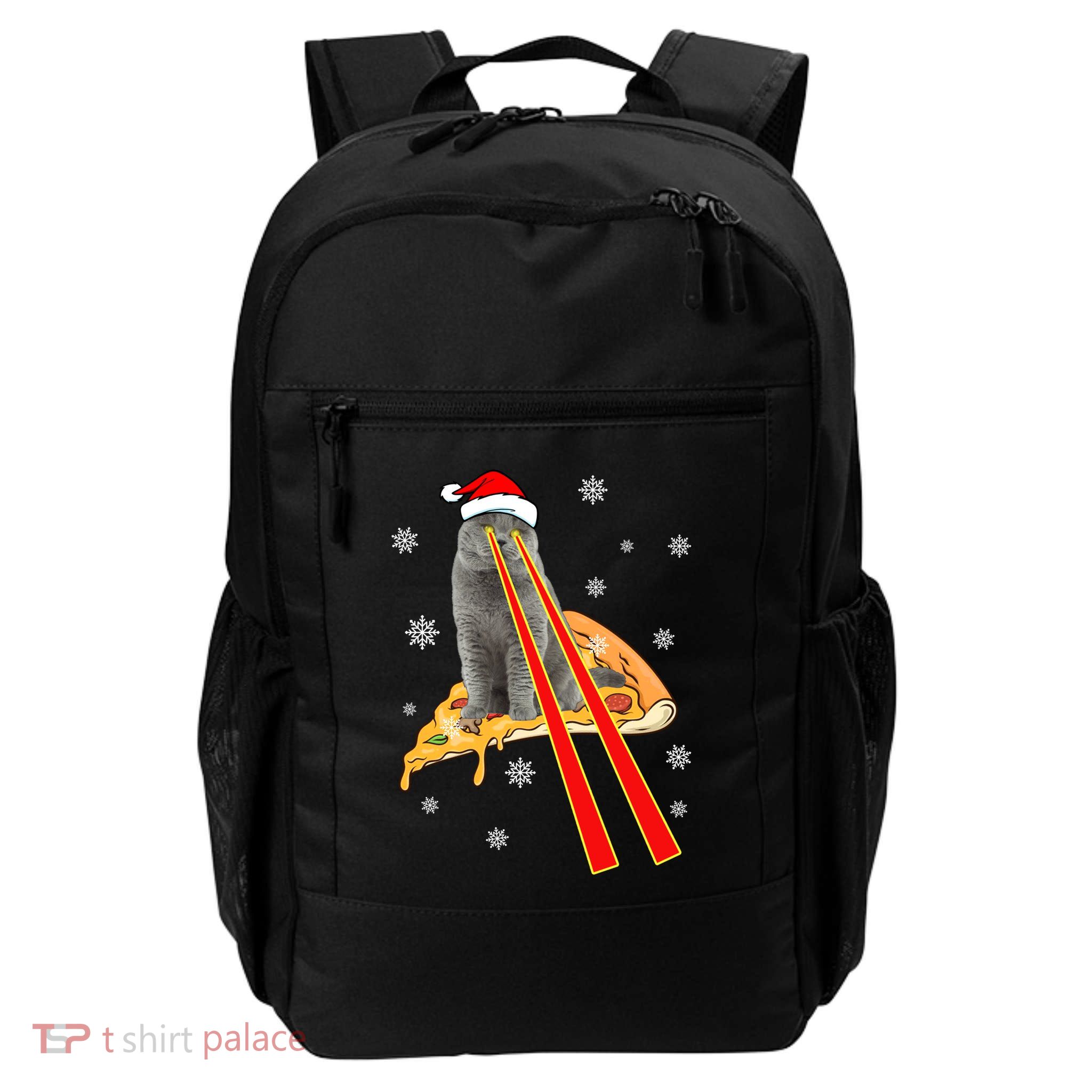 Cat With Laser Eyes Funny Pizza Cat Christmas Gift Daily Commute Backpack