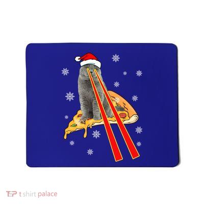 Cat With Laser Eyes Funny Pizza Cat Christmas Gift Mousepad