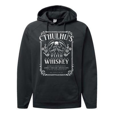 Cthulhu Whiskey Label Performance Fleece Hoodie