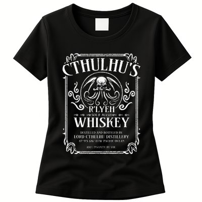 Cthulhu Whiskey Label Womens T-Shirt