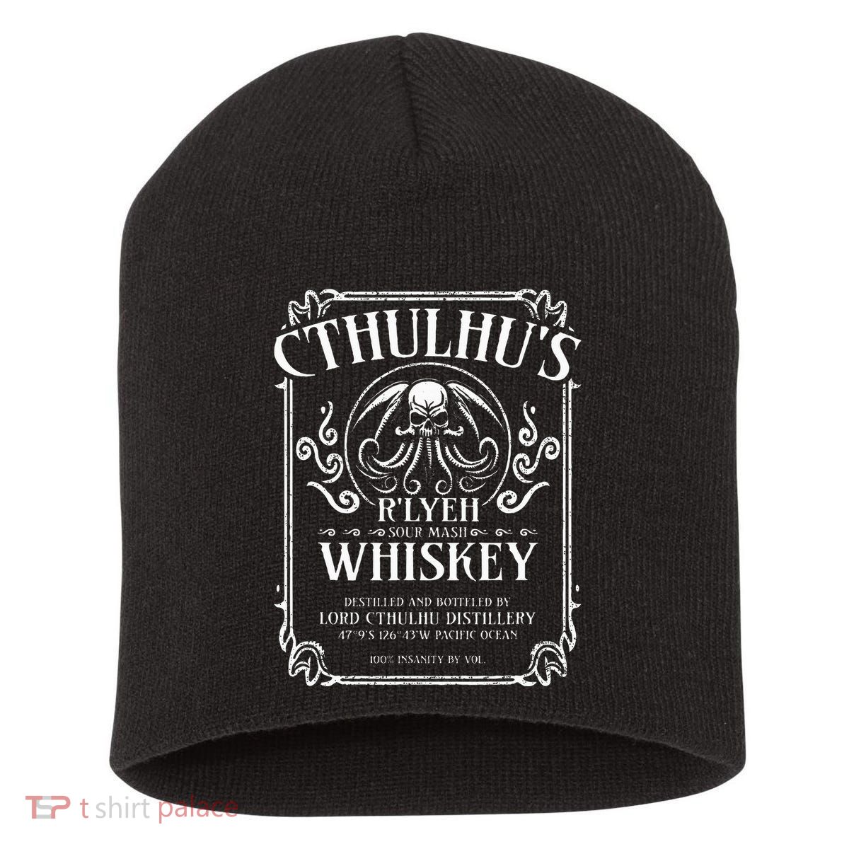 Cthulhu Whiskey Label Short Acrylic Beanie