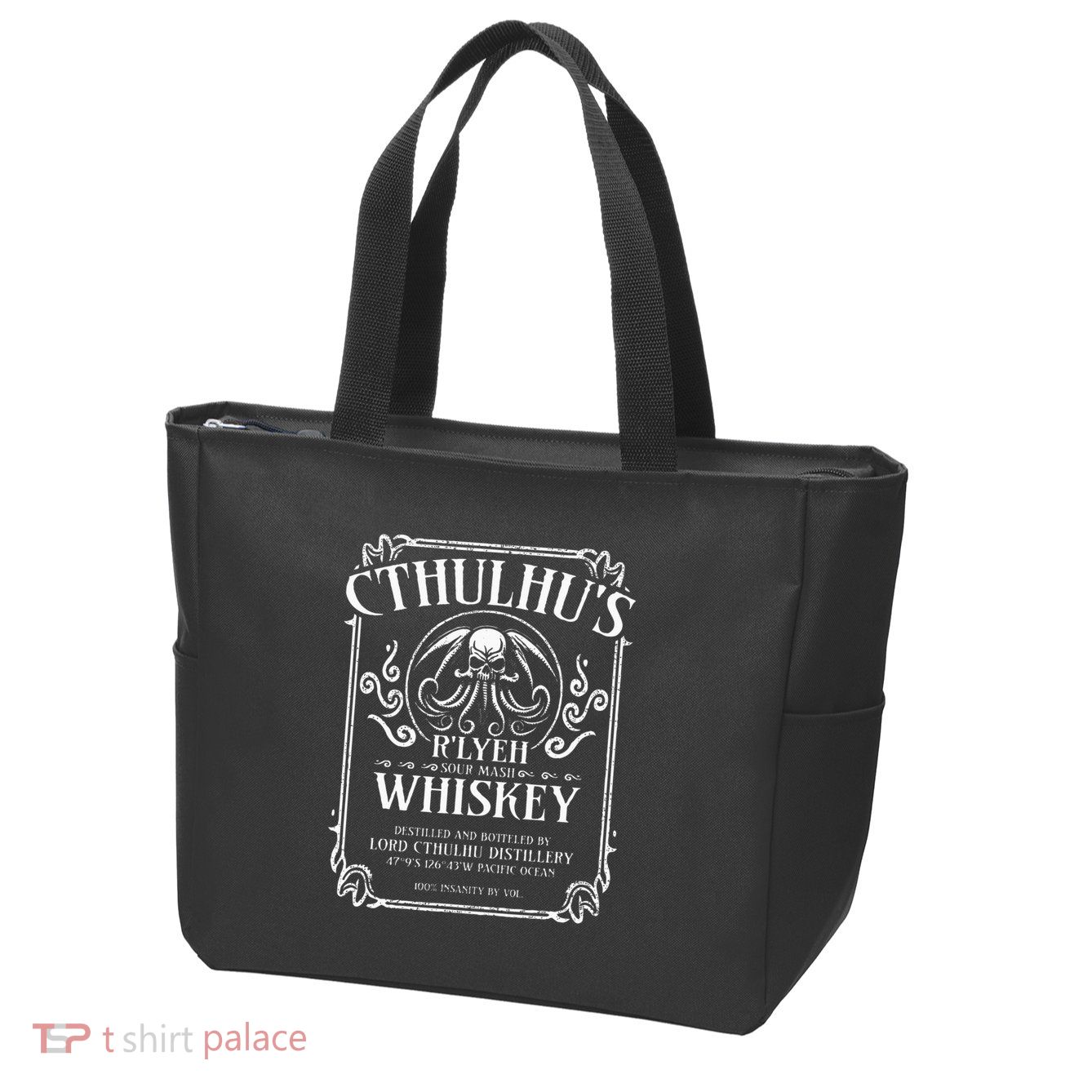 Cthulhu Whiskey Label Zip Tote Bag