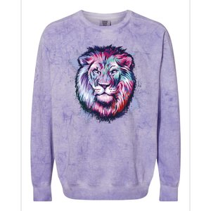 Colorful Wild Lion Colorblast Crewneck Sweatshirt