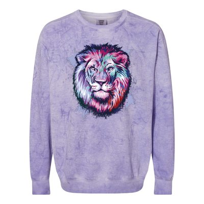 Colorful Wild Lion Colorblast Crewneck Sweatshirt