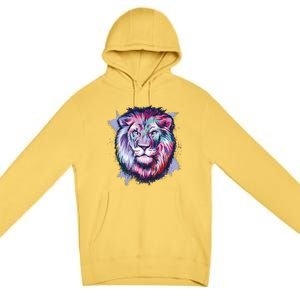 Colorful Wild Lion Premium Pullover Hoodie