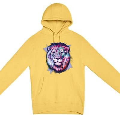 Colorful Wild Lion Premium Pullover Hoodie