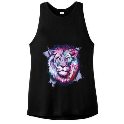 Colorful Wild Lion Ladies PosiCharge Tri-Blend Wicking Tank