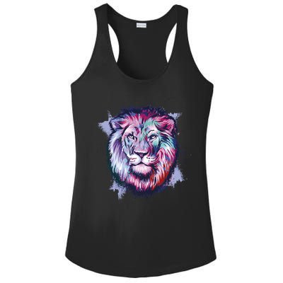 Colorful Wild Lion Ladies PosiCharge Competitor Racerback Tank