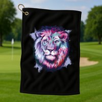 Colorful Wild Lion Golf Towel