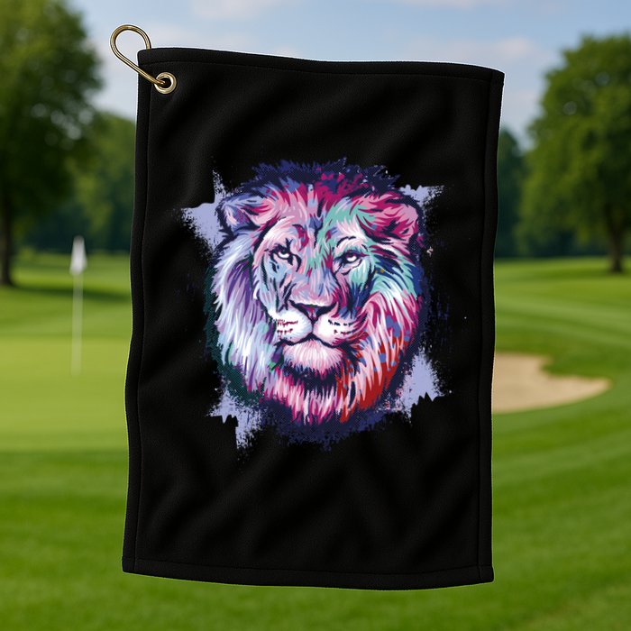 Colorful Wild Lion Golf Towel