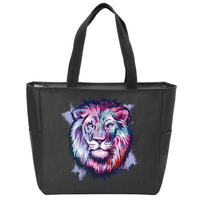 Colorful Wild Lion Zip Tote Bag