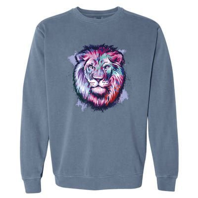 Colorful Wild Lion Garment-Dyed Sweatshirt