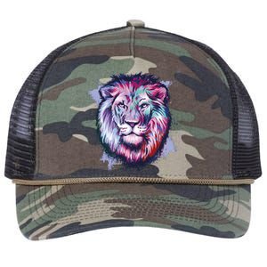 Colorful Wild Lion Retro Rope Trucker Hat Cap