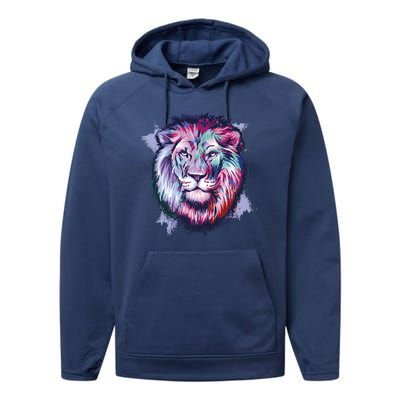 Colorful Wild Lion Performance Fleece Hoodie