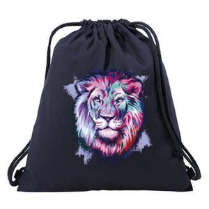 Colorful Wild Lion Drawstring Bag