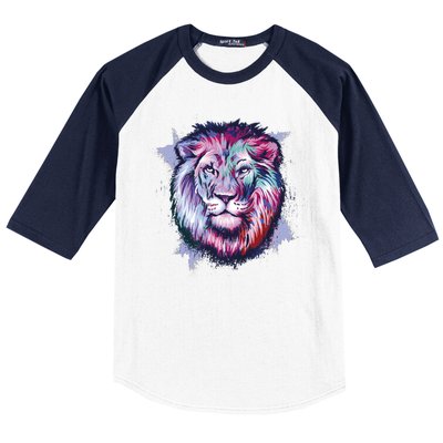 Colorful Wild Lion Baseball Sleeve Shirt