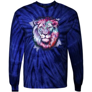 Colorful Wild Lion Tie-Dye Long Sleeve Shirt