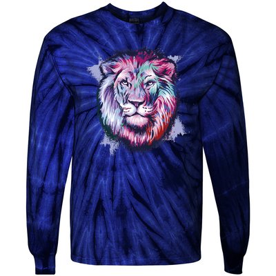 Colorful Wild Lion Tie-Dye Long Sleeve Shirt