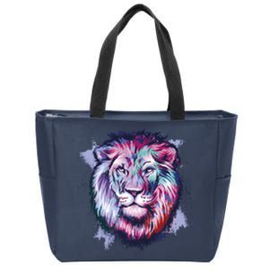 Colorful Wild Lion Zip Tote Bag