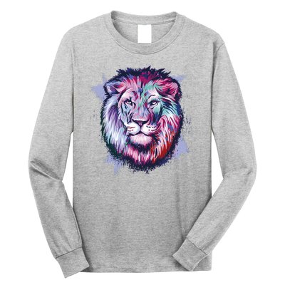 Colorful Wild Lion Long Sleeve Shirt