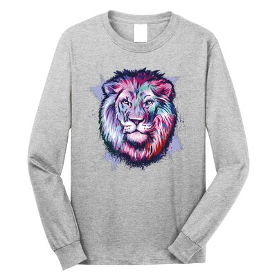 Colorful Wild Lion Long Sleeve Shirt