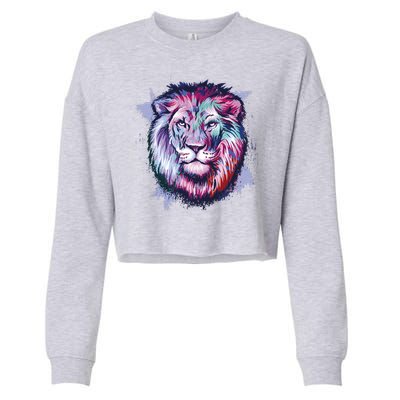 Colorful Wild Lion Cropped Pullover Crew